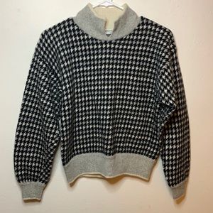 Vintage Liz Clairborne Wool and Angora Petite Houndstooth Sweater